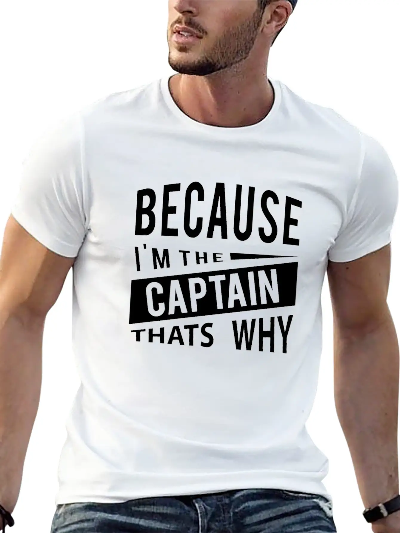 Because Im The Captain Thats Why Navy Captain Essential Cotton Tee For Daily Outfits – Unisex Style