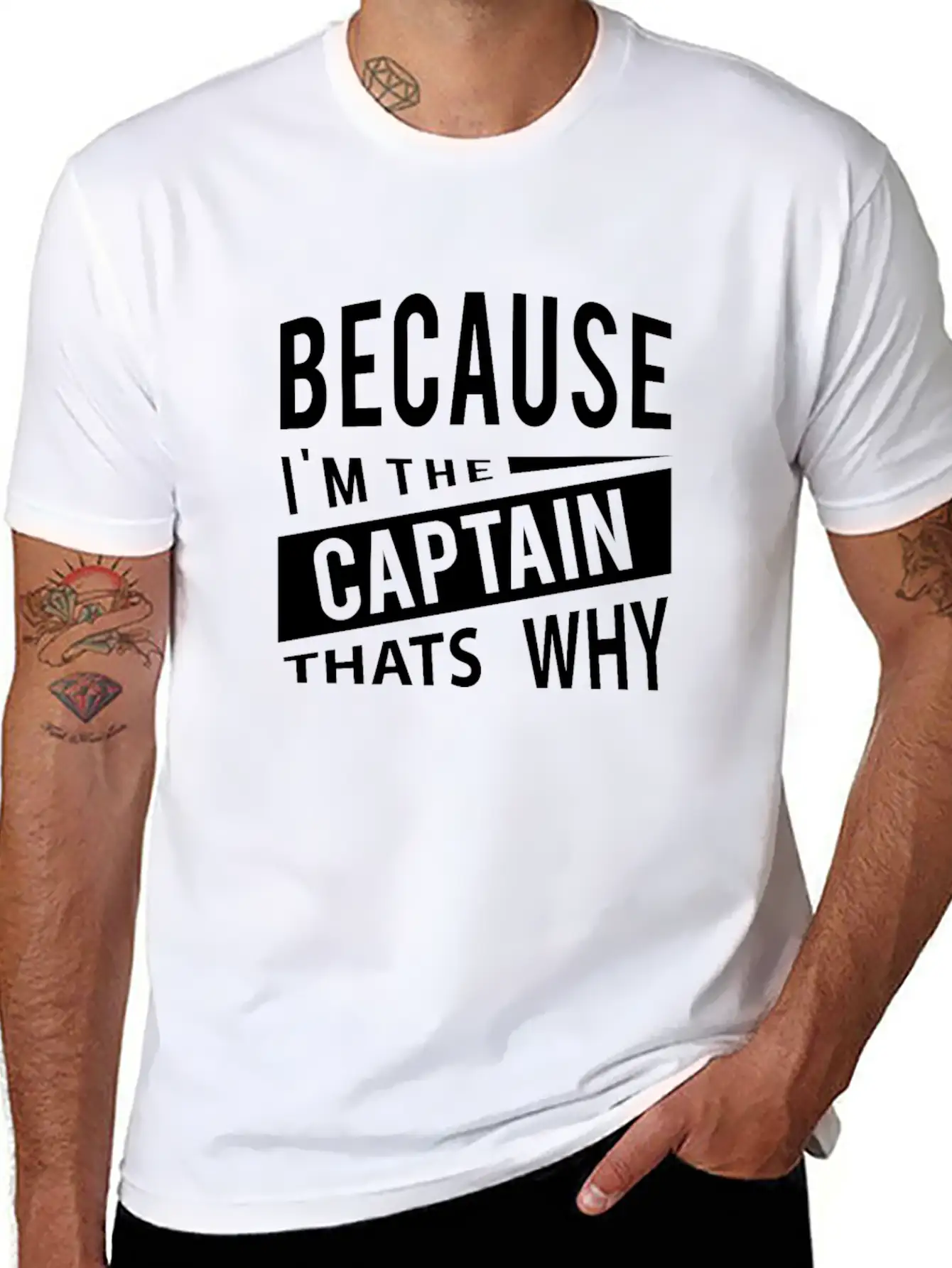 Because Im The Captain Thats Why Navy Captain Essential Cotton Tee For Daily Outfits – Unisex Style