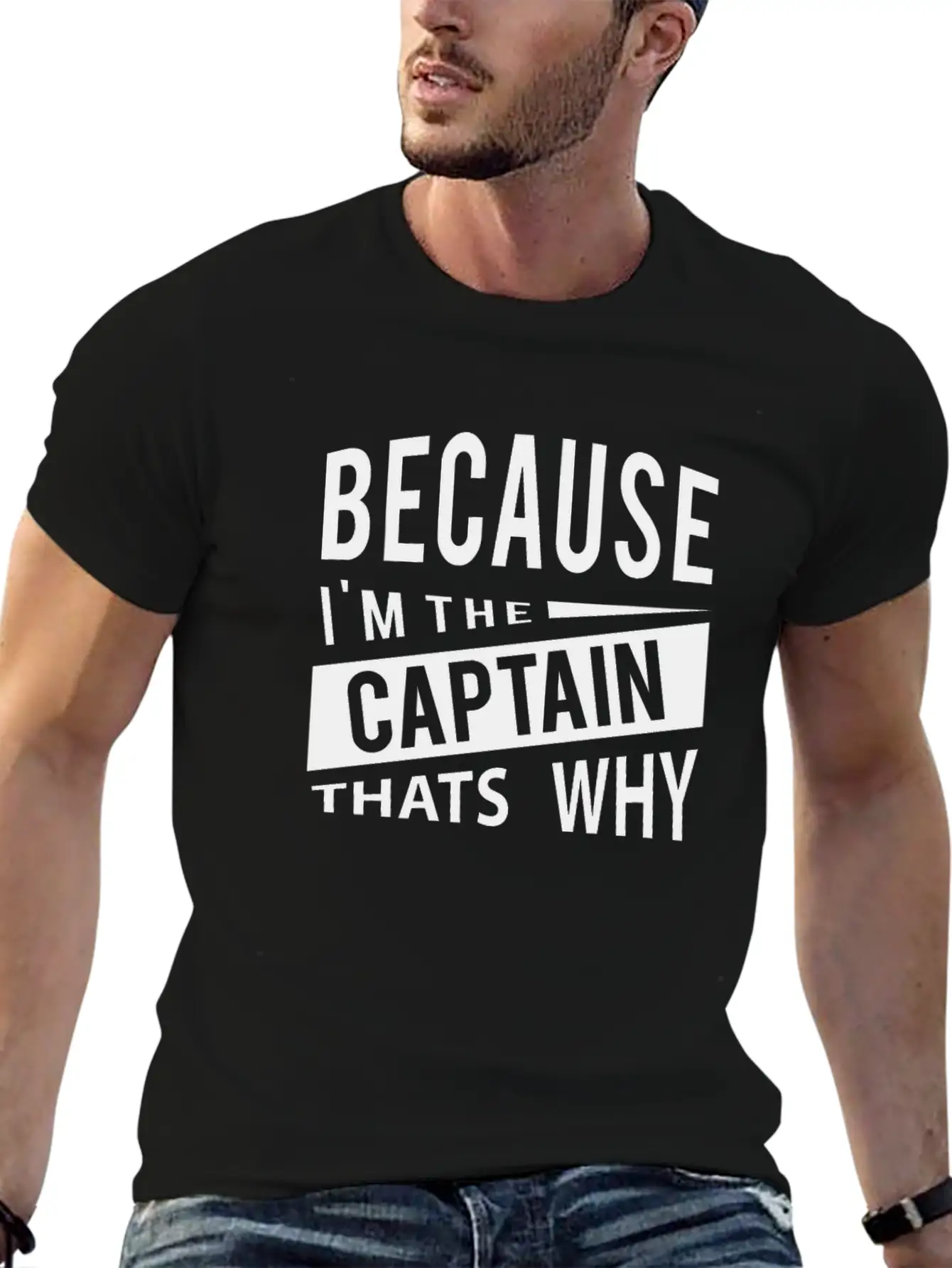 Because Im The Captain Thats Why Navy Captain Essential Cotton Tee For Daily Outfits – Unisex Style