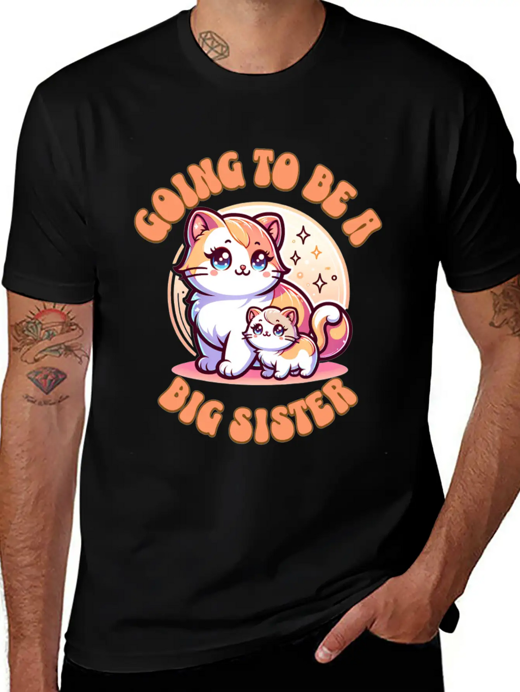Become A Big Sister Cute Cats Essential Cotton Tee For Daily Outfits – Unisex Style