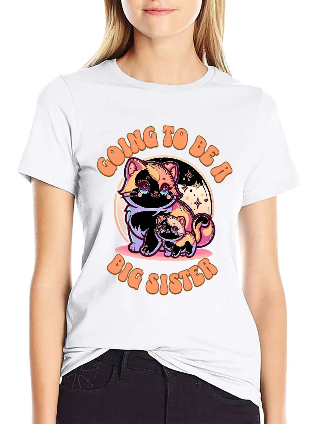 Become A Big Sister Cute Cats Essential Cotton Tee For Daily Outfits – Unisex Style
