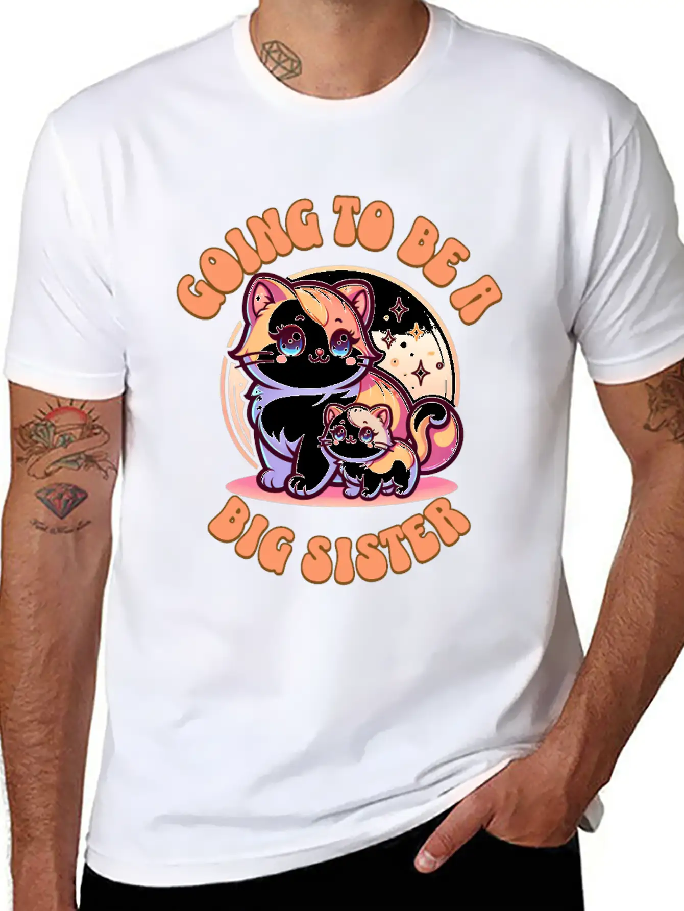 Become A Big Sister Cute Cats Essential Cotton Tee For Daily Outfits – Unisex Style