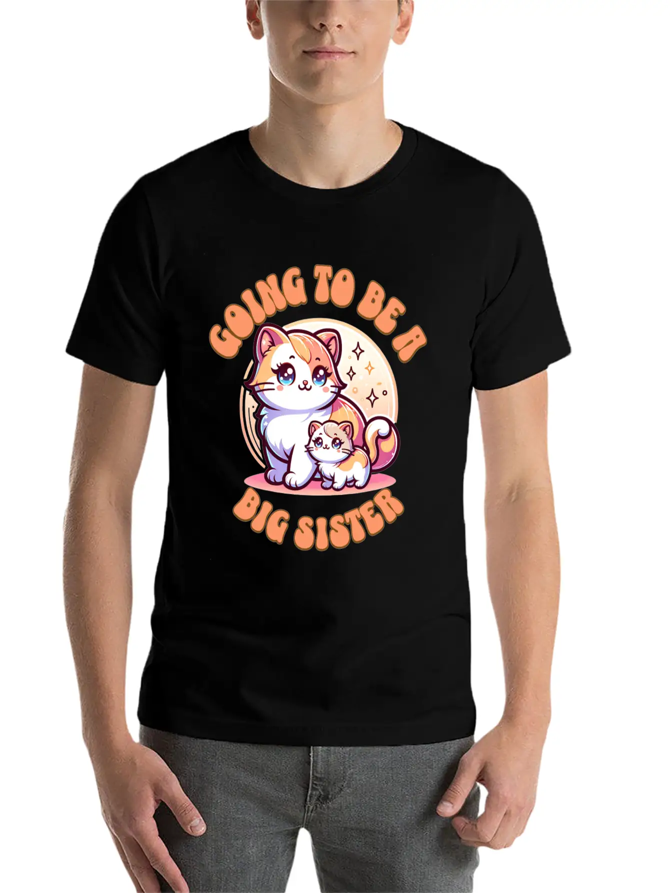 Become A Big Sister Cute Cats Essential Cotton Tee For Daily Outfits – Unisex Style