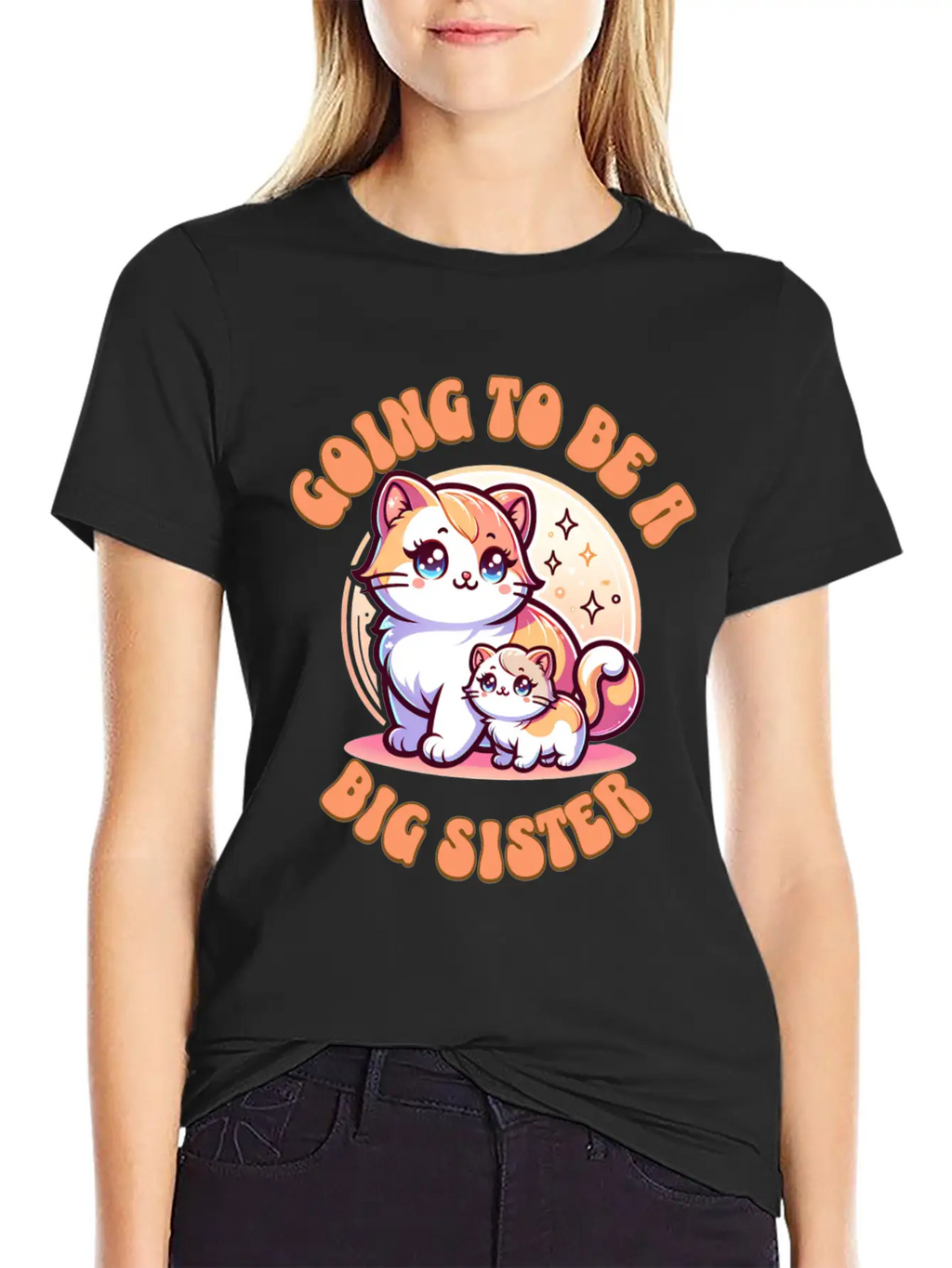 Become A Big Sister Cute Cats Essential Cotton Tee For Daily Outfits – Unisex Style