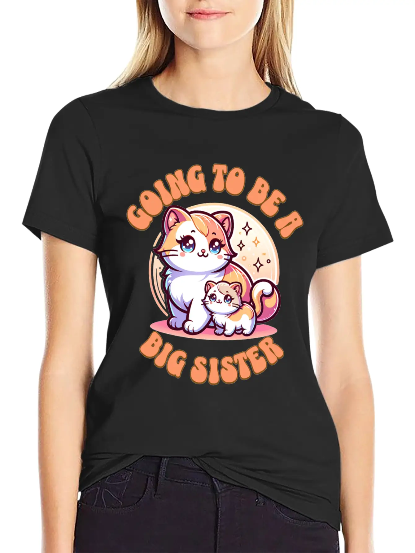 Become A Big Sister Cute Cats Essential Cotton Tee For Daily Outfits – Unisex Style