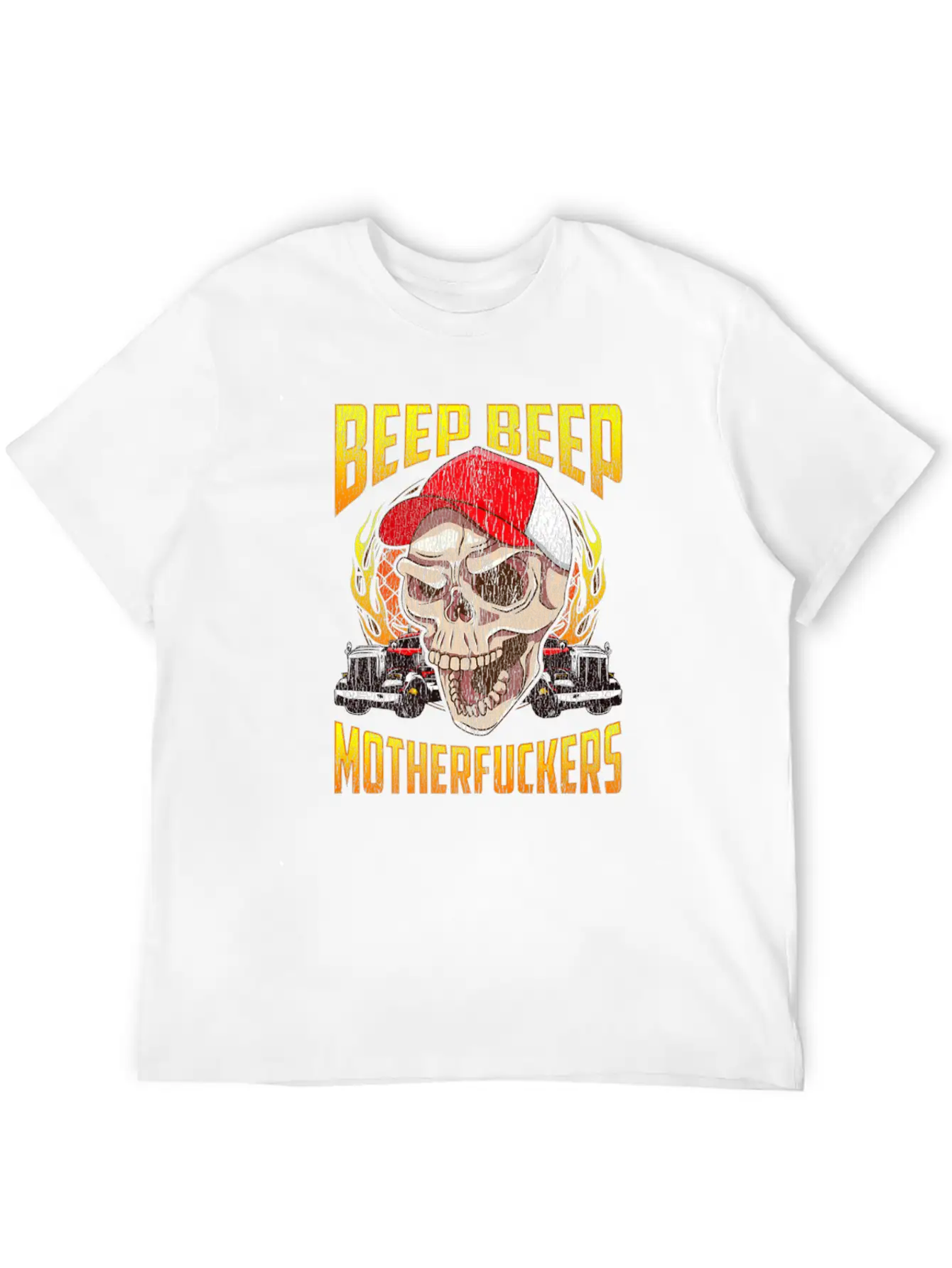 Beep Beep Motherfuckers Skull Truck Driver Breathable Soft Cotton T-Shirt – Timeless Casual Look