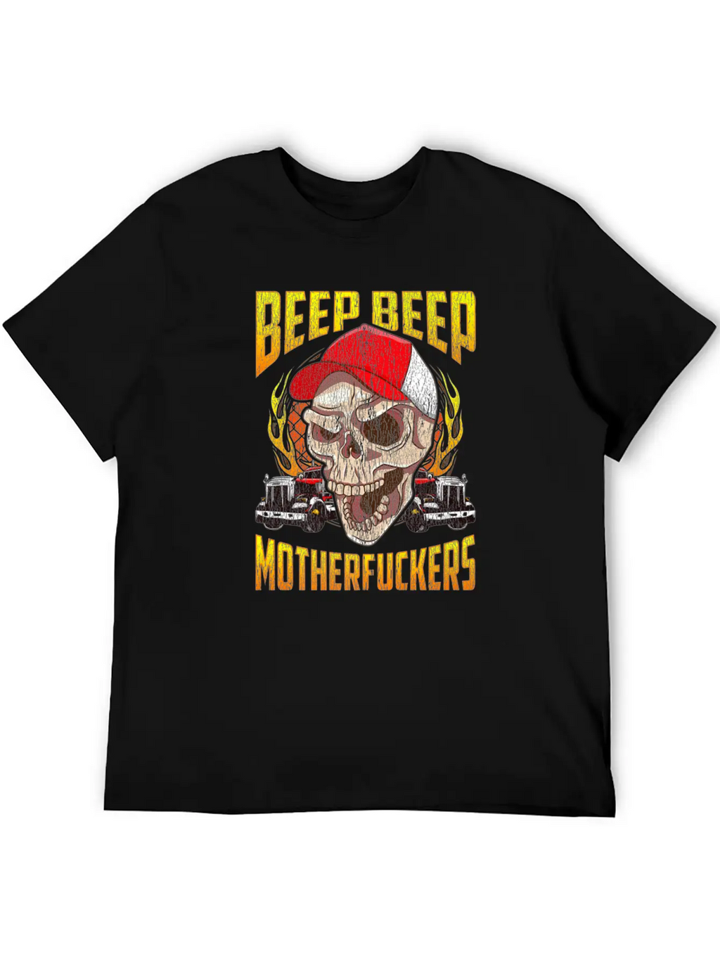 Beep Beep Motherfuckers Skull Truck Driver Breathable Soft Cotton T-Shirt – Timeless Casual Look