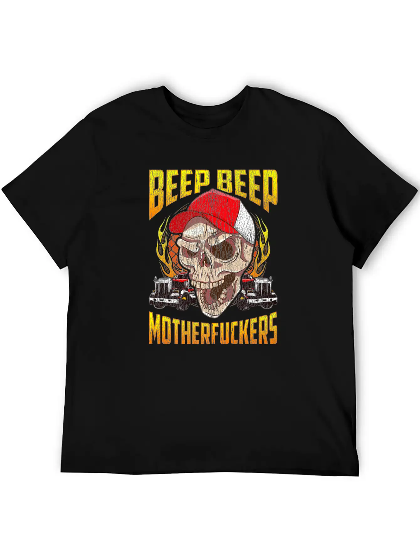 Beep Beep Motherfuckers Skull Truck Driver Breathable Soft Cotton T-Shirt – Timeless Casual Look