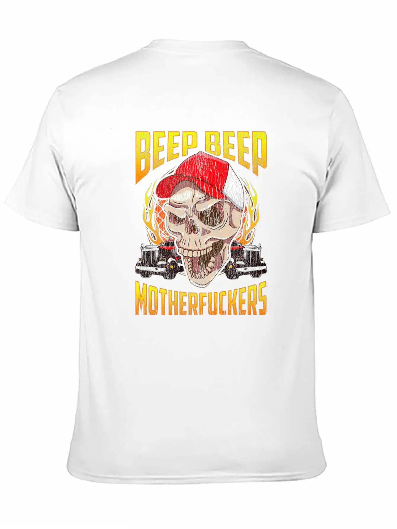 Beep Beep Motherfuckers Skull Truck Driver Breathable Soft Cotton T-Shirt – Timeless Casual Look