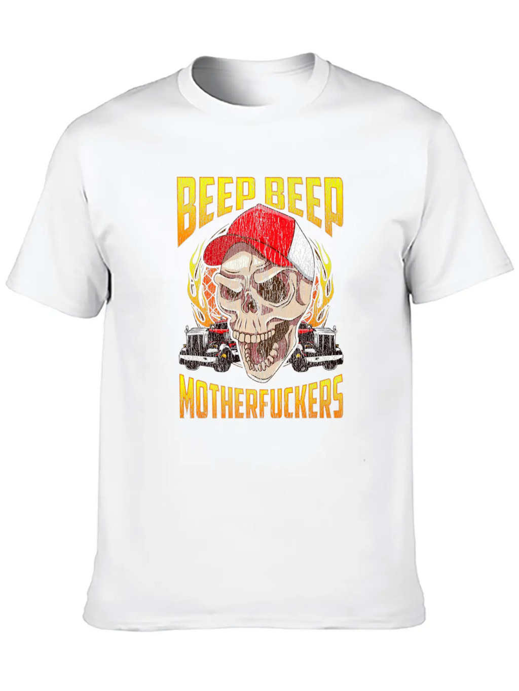 Beep Beep Motherfuckers Skull Truck Driver Breathable Soft Cotton T-Shirt – Timeless Casual Look