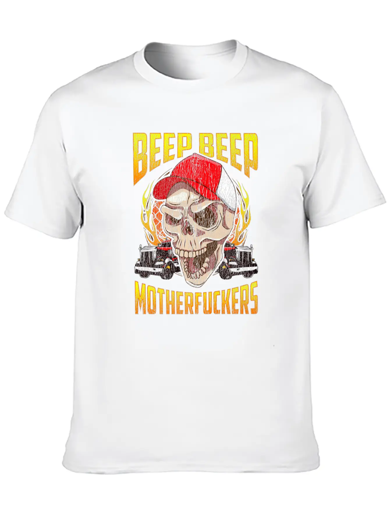 Beep Beep Motherfuckers Skull Truck Driver Breathable Soft Cotton T-Shirt – Timeless Casual Look