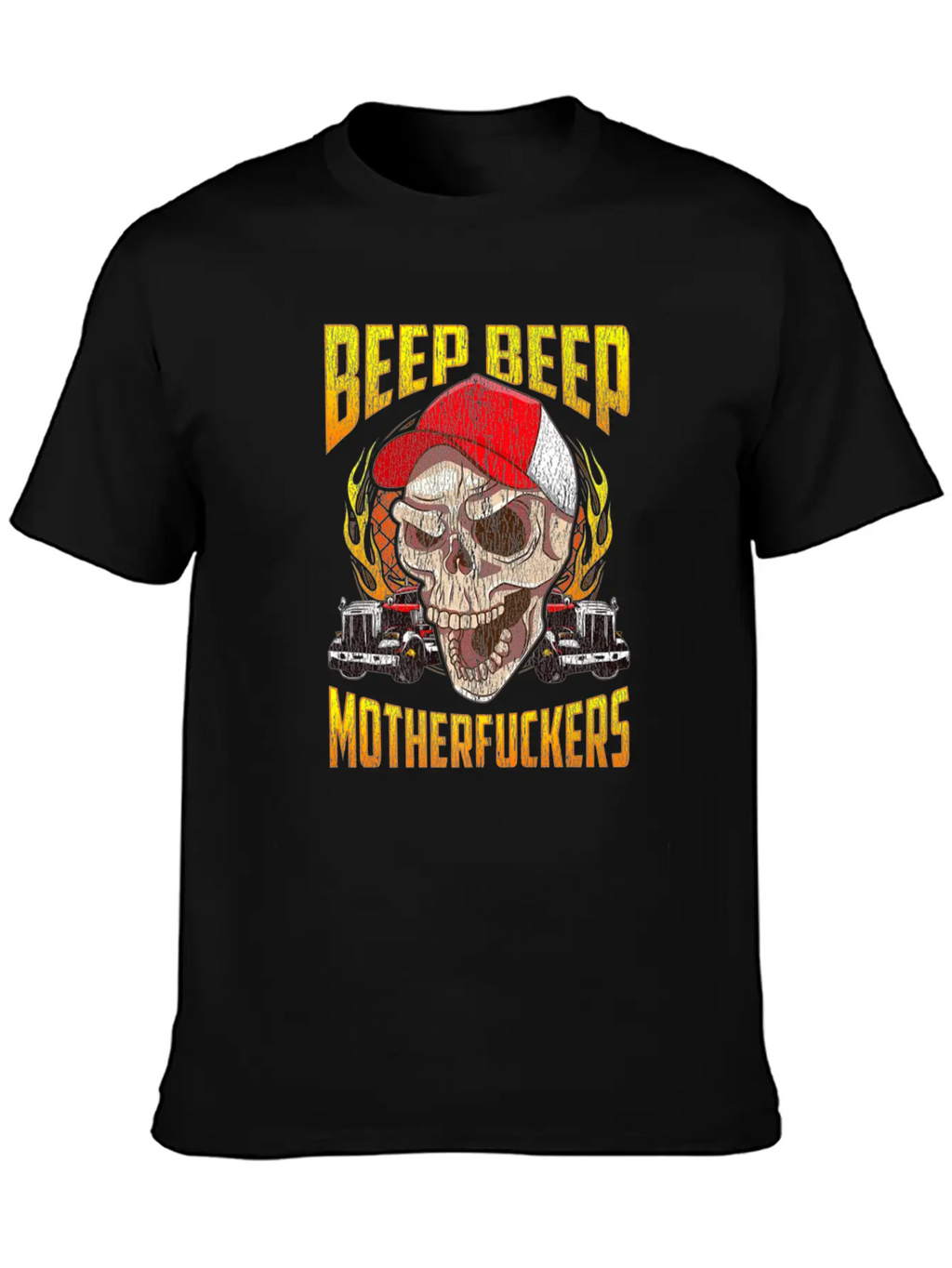 Beep Beep Motherfuckers Skull Truck Driver Breathable Soft Cotton T-Shirt – Timeless Casual Look