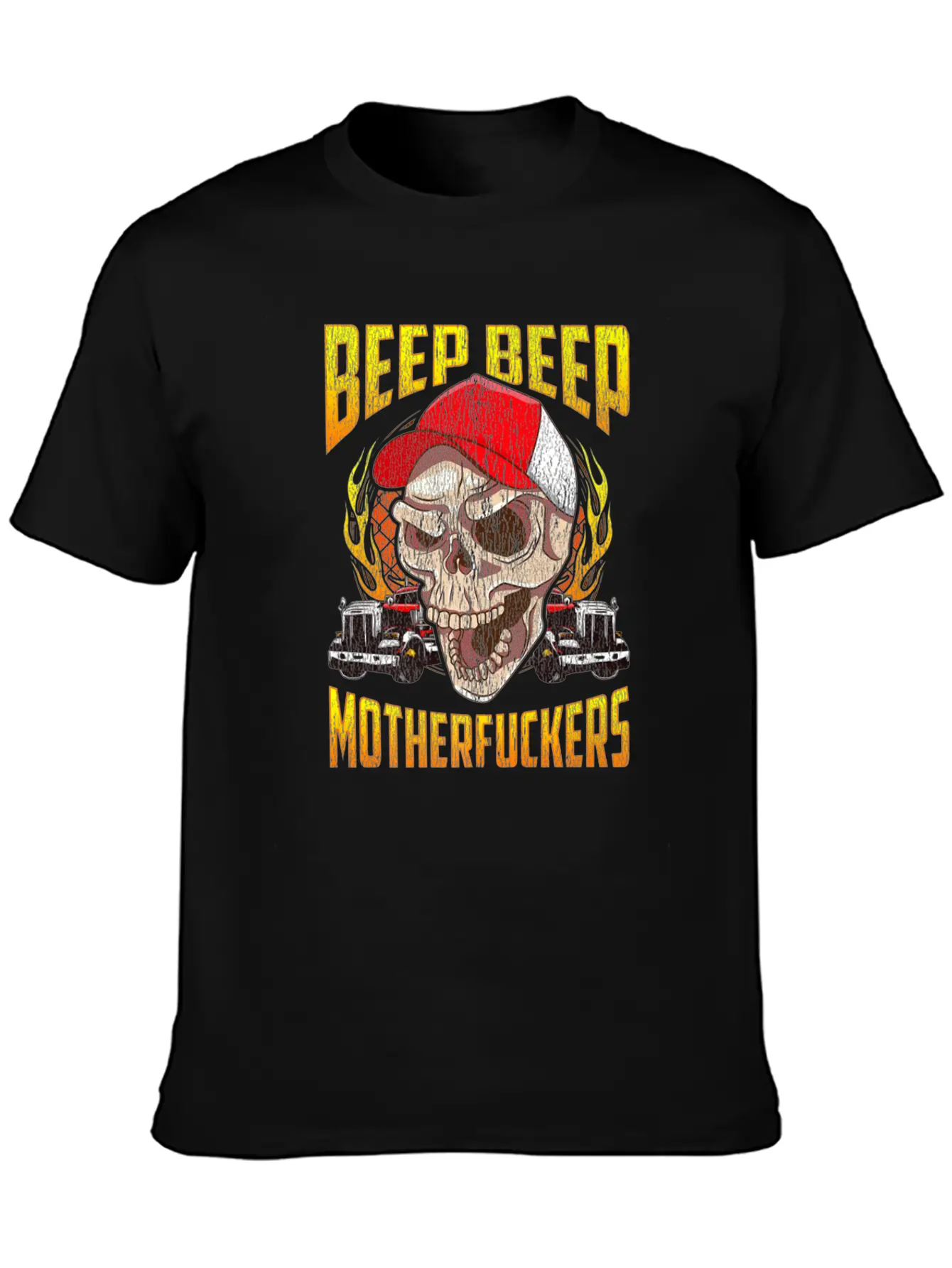 Beep Beep Motherfuckers Skull Truck Driver Breathable Soft Cotton T-Shirt – Timeless Casual Look
