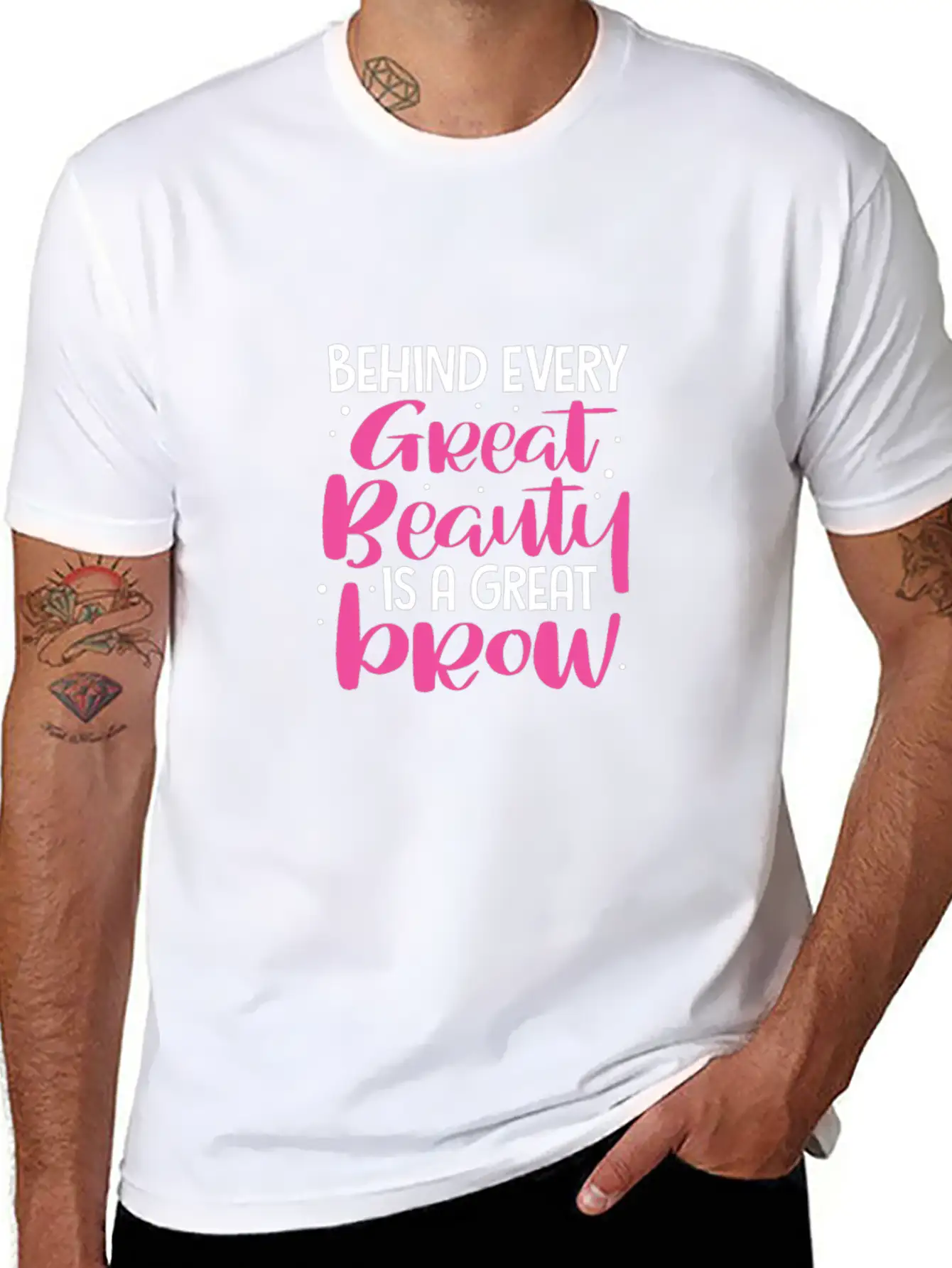 Behind Every Great Beauty Is A Great Brow, Eyebrow Essential Cotton Tee For Daily Outfits – Unisex Style