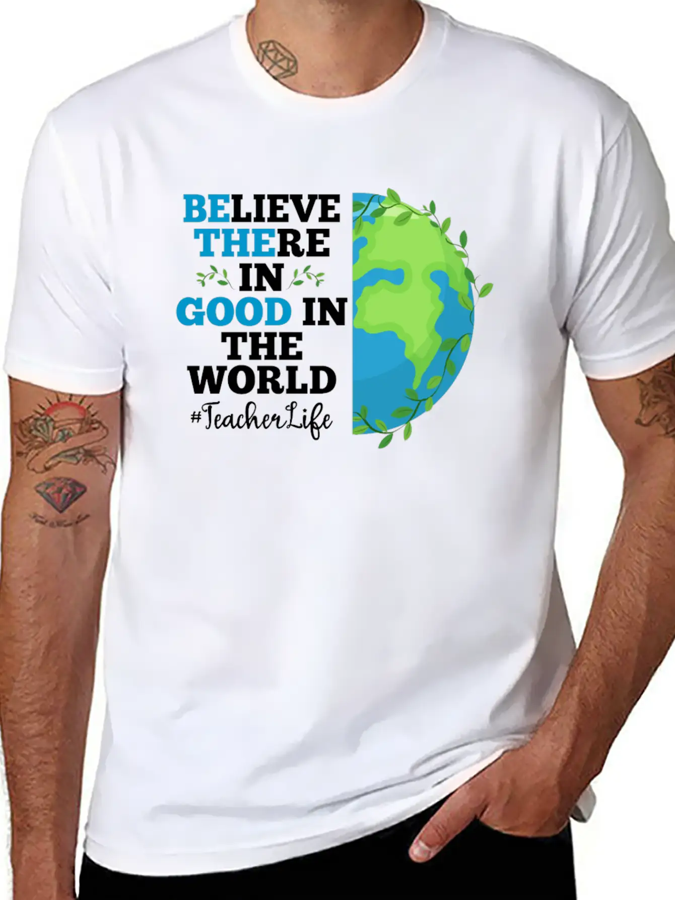 Believe There In Good In The World Teacher Life Breathable Soft Cotton T-Shirt – Timeless Casual Look