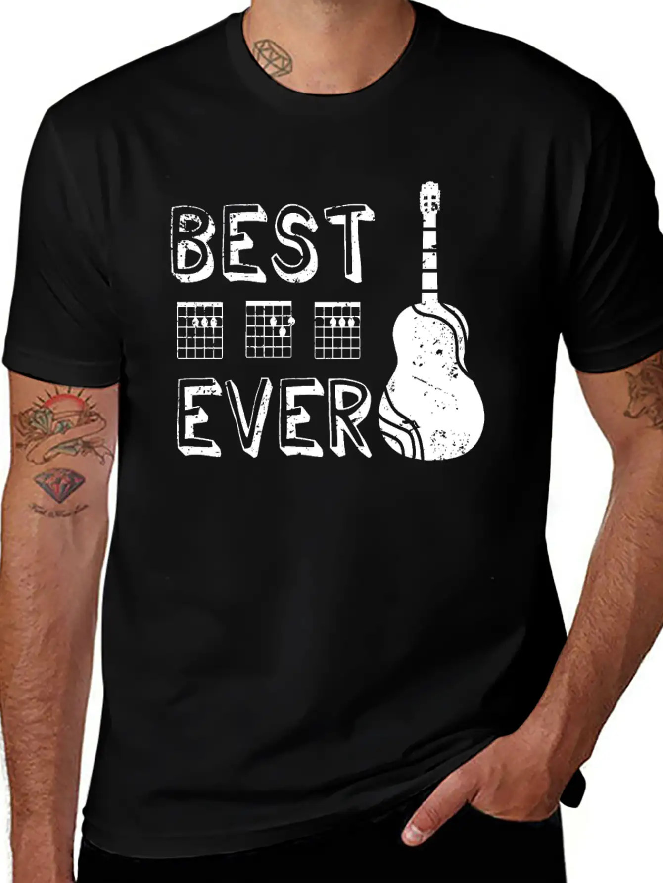 Best Dad Ever Guitar Breathable Graphic T-Shirt – Perfect For Casual Days