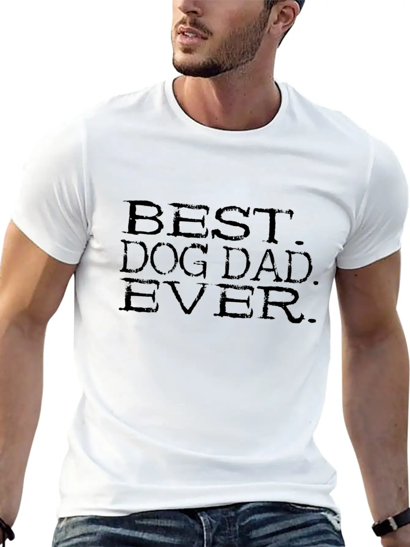 Best Dog Dad Ever - Dog Cute Wolf Gift Breathable Soft Cotton T-Shirt – Timeless Casual Look