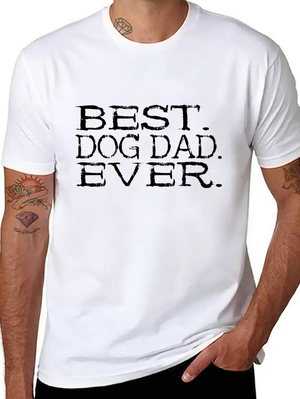 Best Dog Dad Ever - Dog Cute Wolf Gift Breathable Soft Cotton T-Shirt – Timeless Casual Look