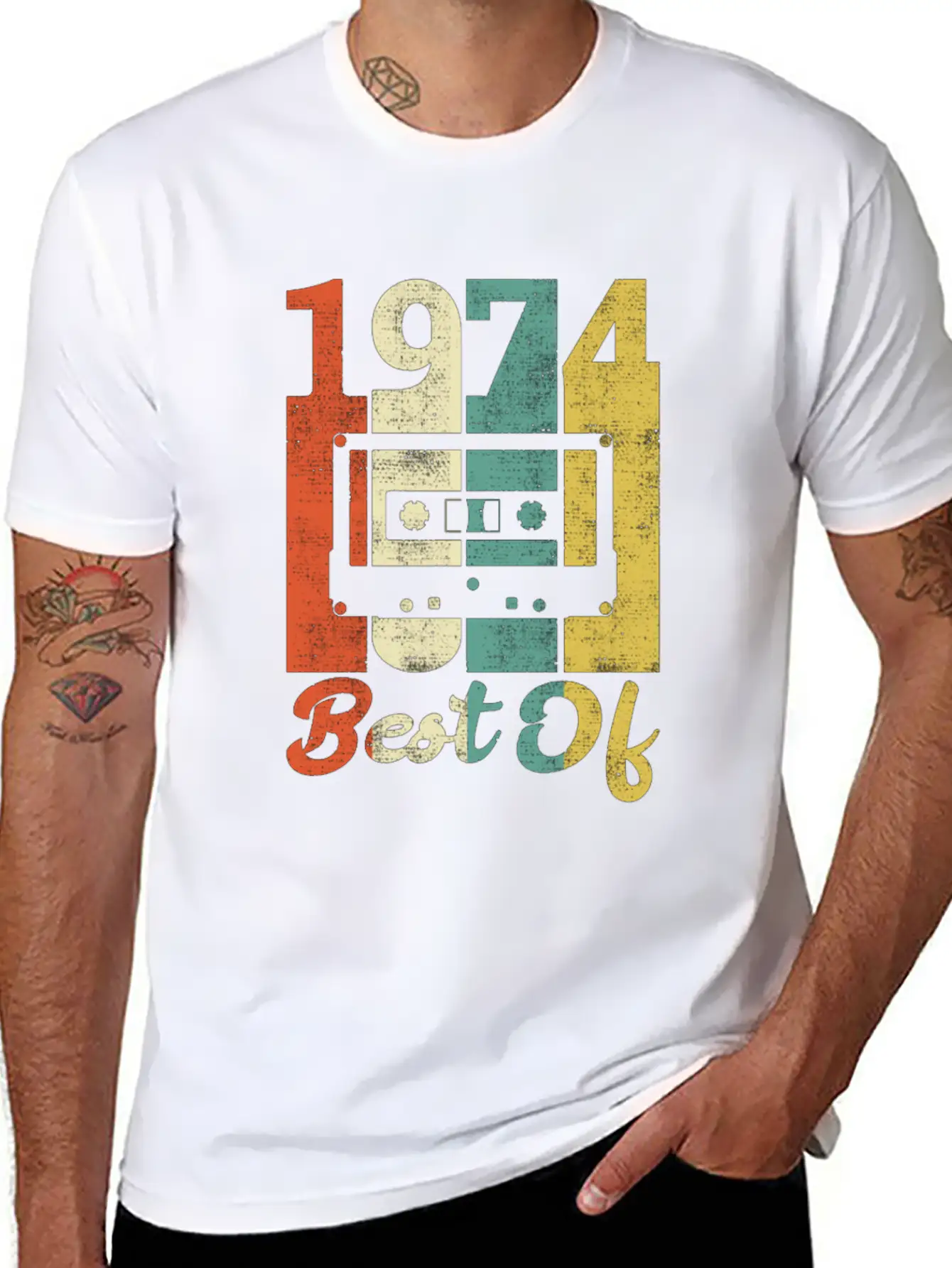 Best Of 1974 Birthday Cassette Gift Idea Basic Graphic T-Shirt – Daily Comfort In Soft Cotton