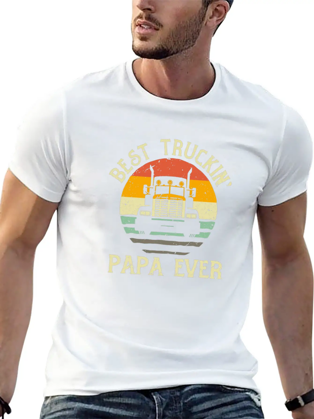 Best Truckin Papa Ever Funny Truck Driver Gift Relaxed Everyday Tee – Lightweight And Durable Cotton