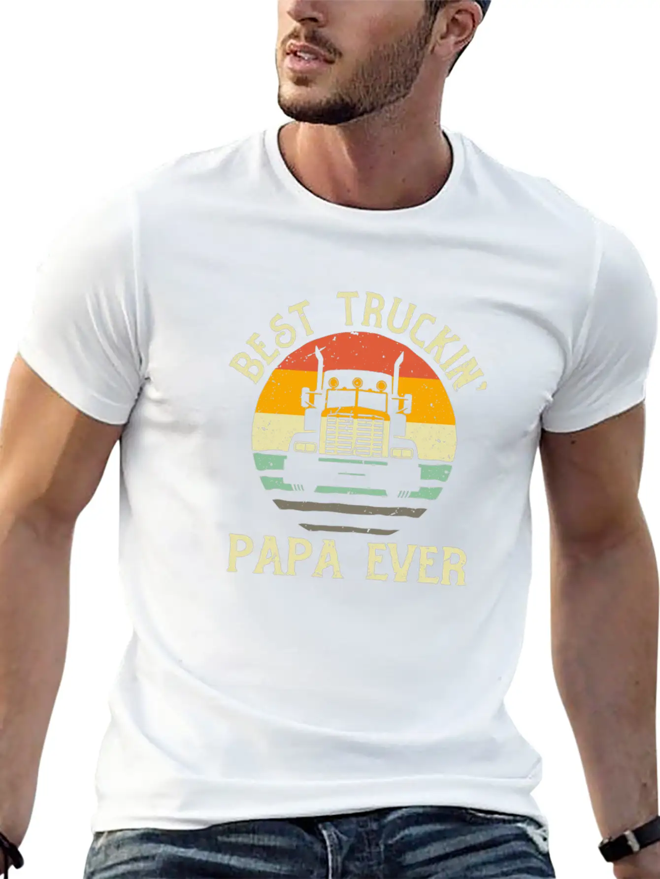Best Truckin Papa Ever Funny Truck Driver Gift Relaxed Everyday Tee – Lightweight And Durable Cotton
