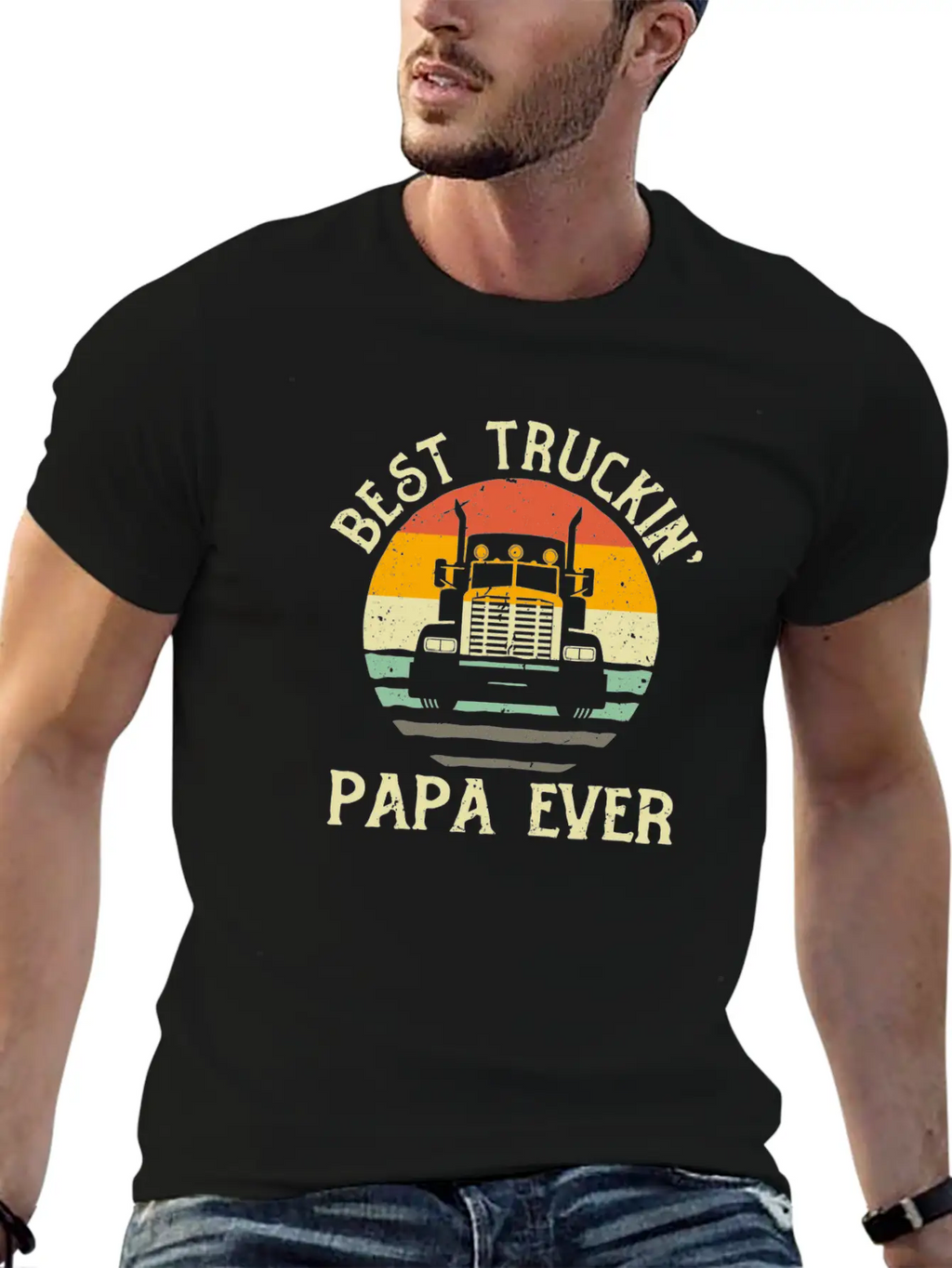 Best Truckin Papa Ever Funny Truck Driver Gift Relaxed Everyday Tee – Lightweight And Durable Cotton
