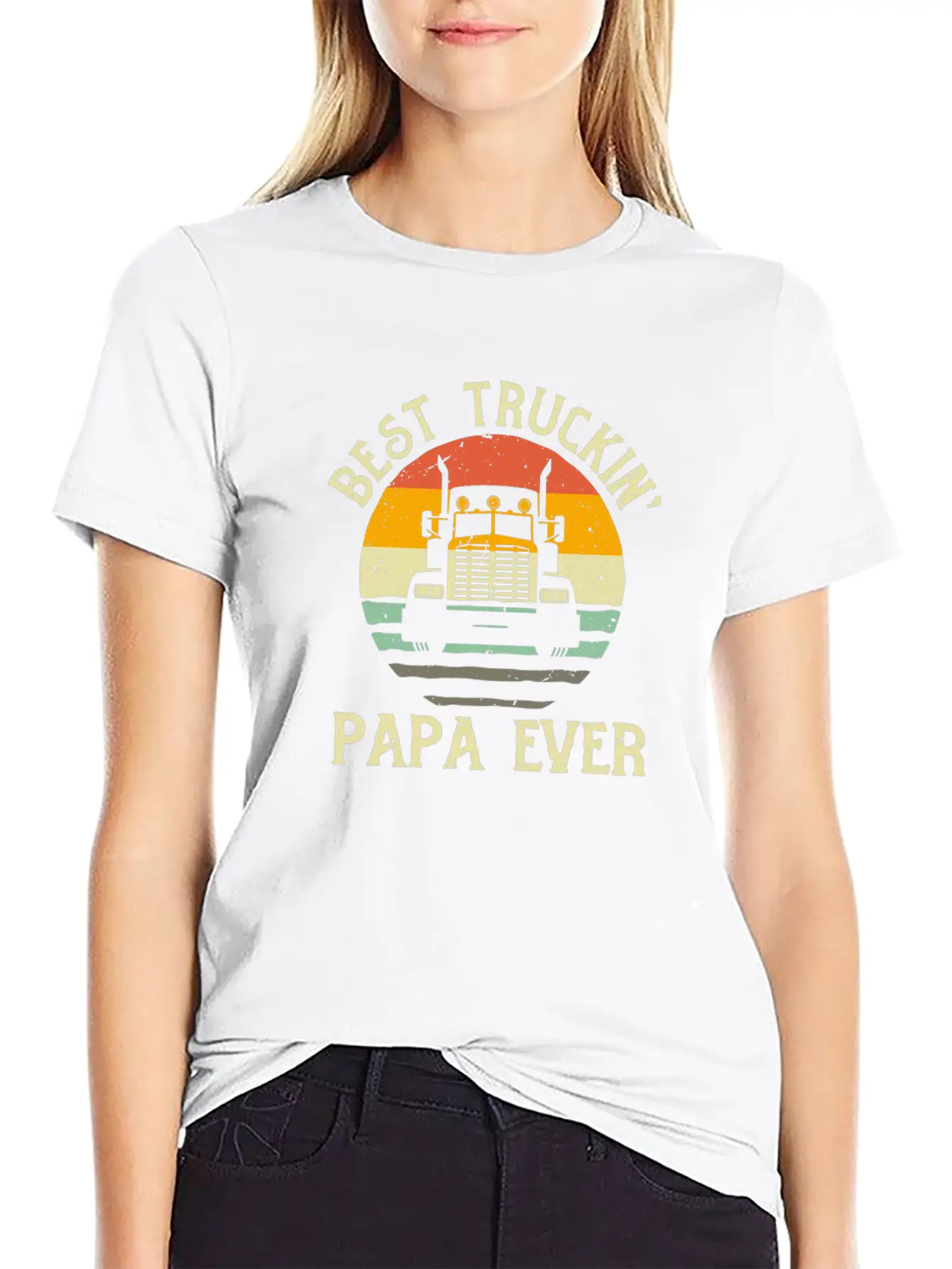 Best Truckin Papa Ever Funny Truck Driver Gift Relaxed Everyday Tee – Lightweight And Durable Cotton