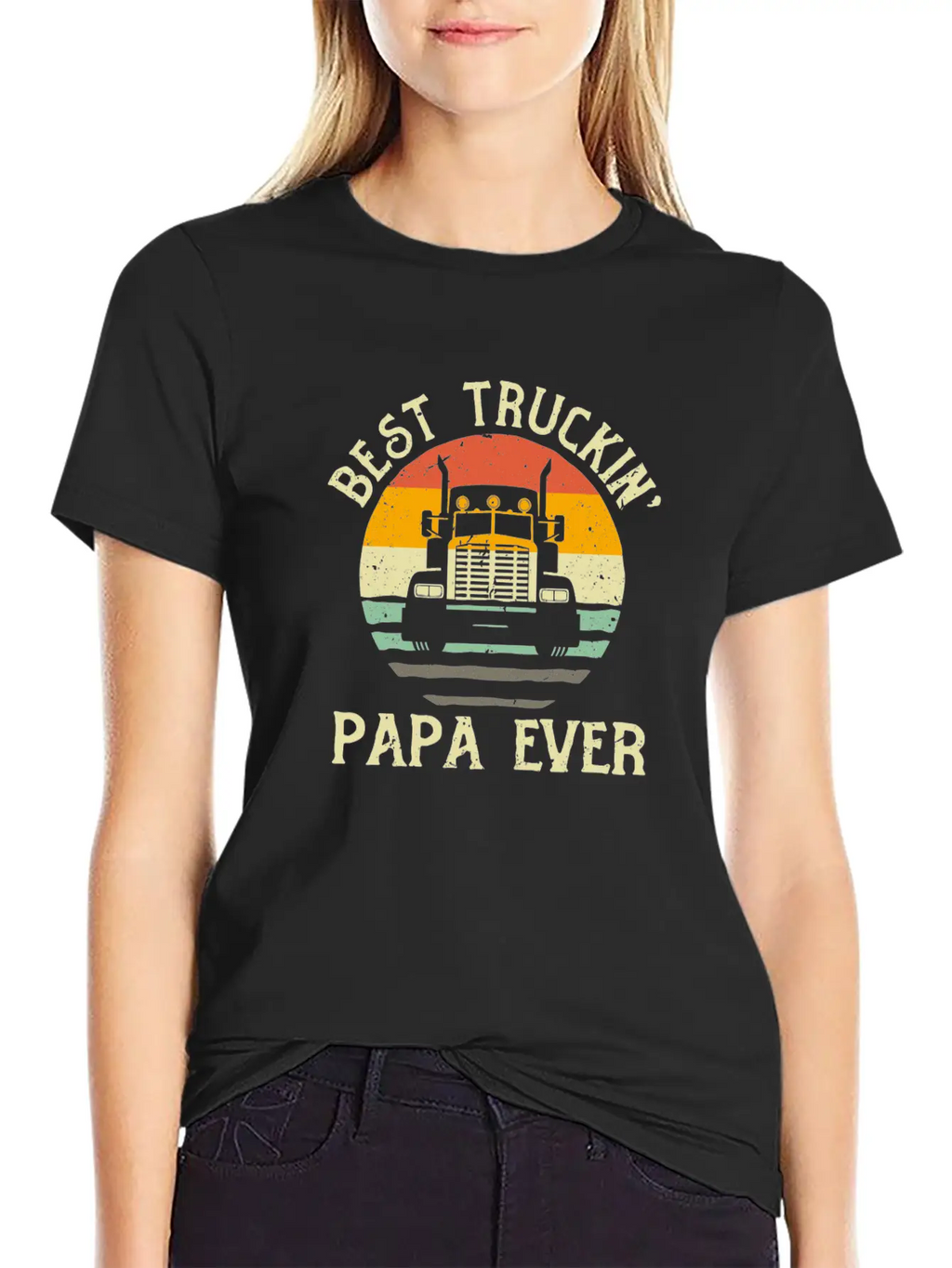 Best Truckin Papa Ever Funny Truck Driver Gift Relaxed Everyday Tee – Lightweight And Durable Cotton