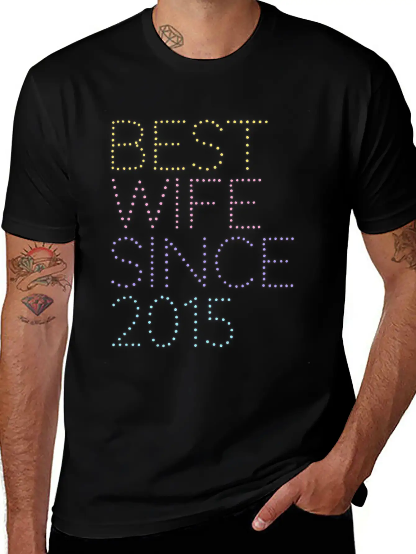 Best Wife Since 2015 Neon Style Relaxed Everyday Tee – Lightweight And Durable Cotton