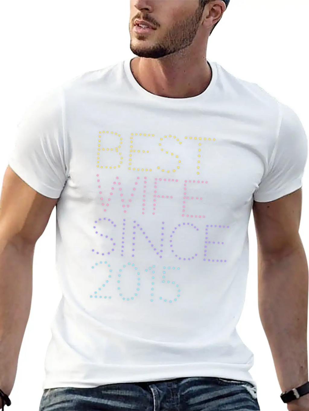 Best Wife Since 2015 Neon Style Relaxed Everyday Tee – Lightweight And Durable Cotton