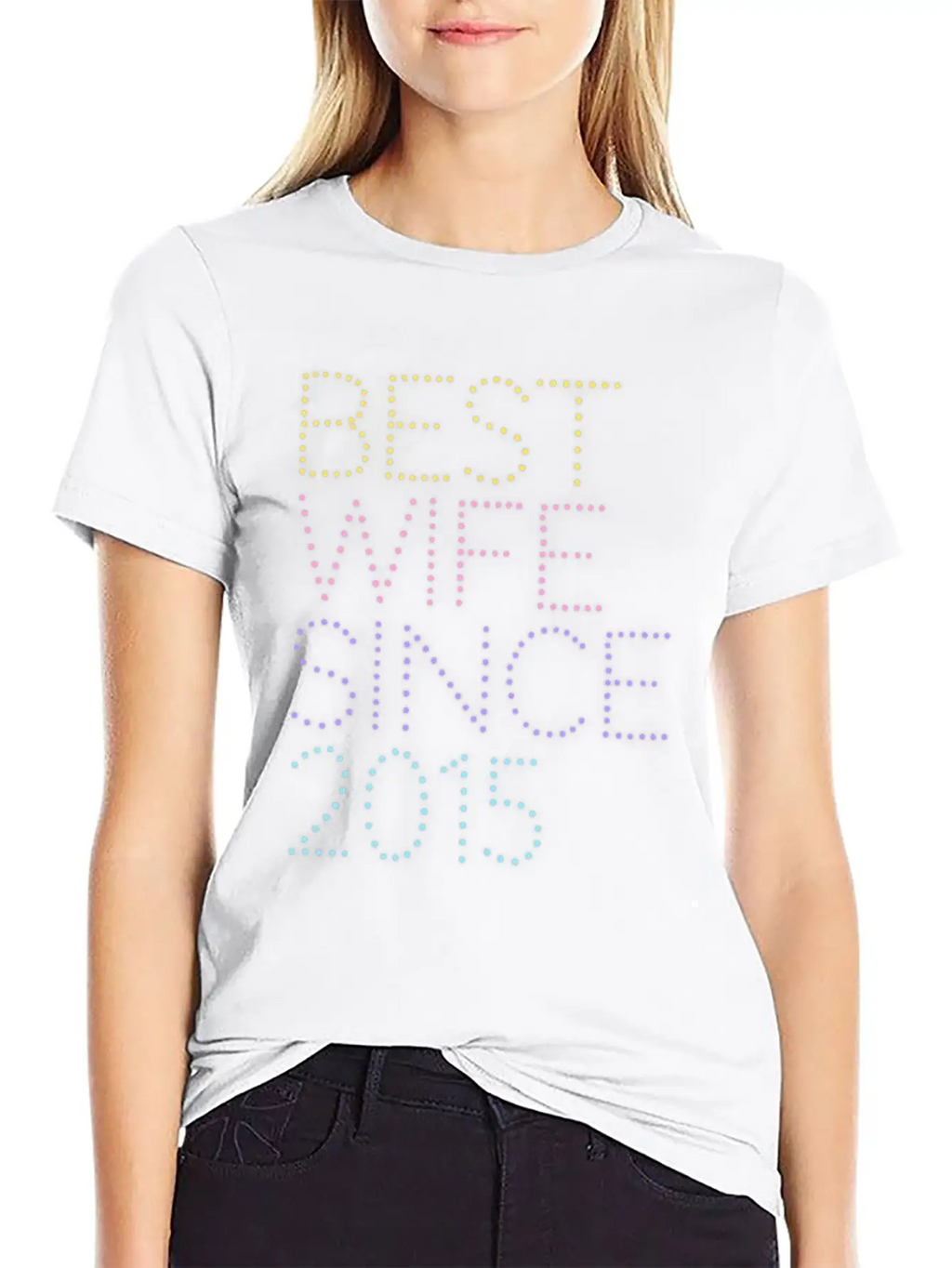 Best Wife Since 2015 Neon Style Relaxed Everyday Tee – Lightweight And Durable Cotton