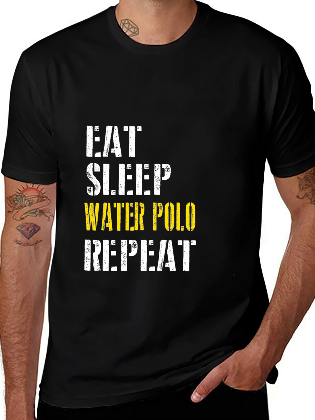 Eat Sleep Water Polo Repeat Black T-Shirt