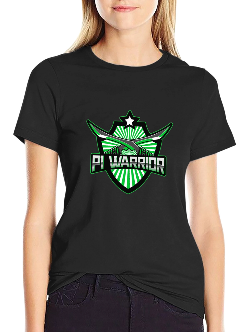 Pi Warrior Black T-Shirt - Green Graphic Tee