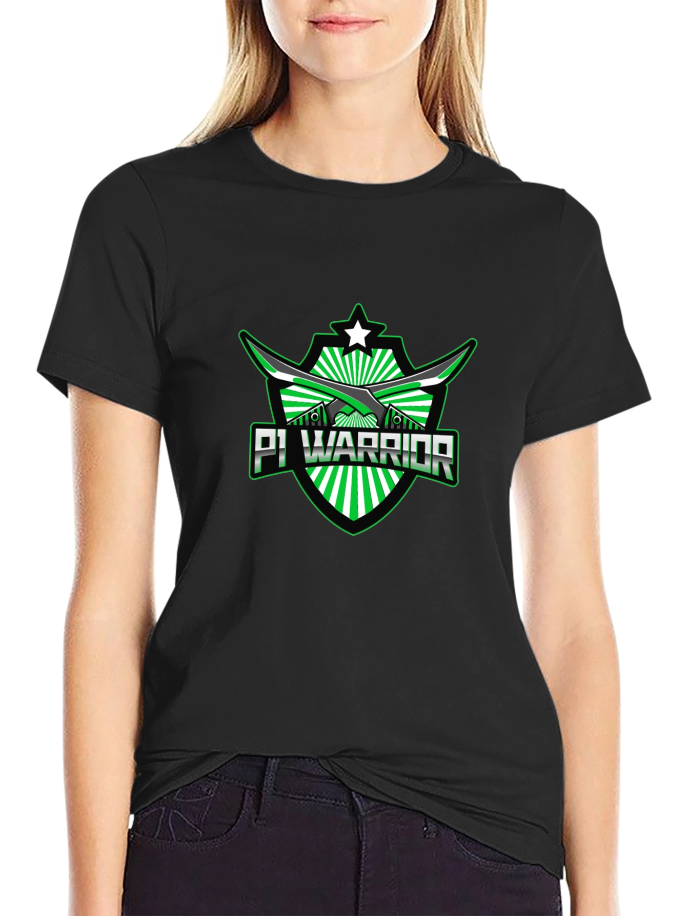 Pi Warrior Black T-Shirt - Green Graphic Tee