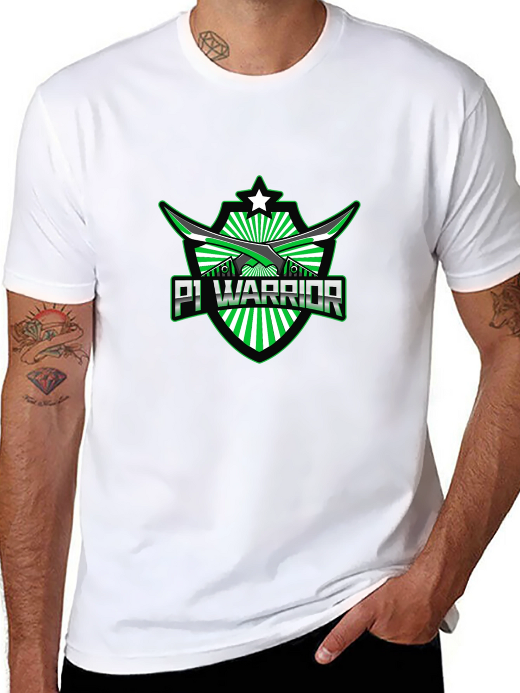 Pi Warrior Black T-Shirt - Green Graphic Tee
