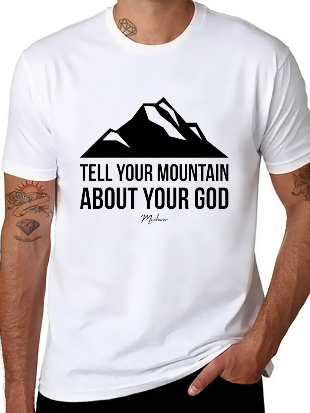 Bible Quote,Christian,Tell Your Mountain About God Basic Graphic T-Shirt – Daily Comfort In Soft Cotton