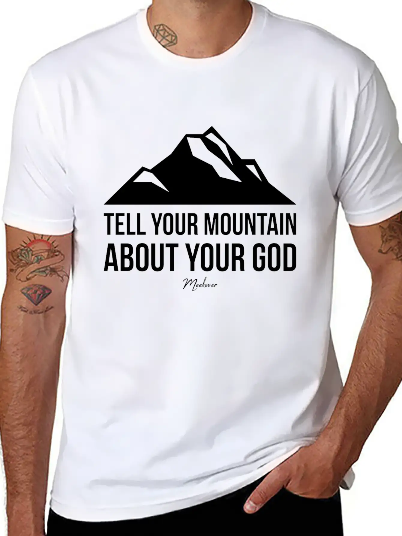 Bible Quote,Christian,Tell Your Mountain About God Basic Graphic T-Shirt – Daily Comfort In Soft Cotton