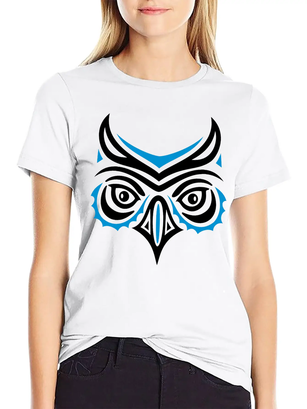 Big Owl Head In Haida Tattoo Style. Owl Face. Breathable Graphic T-Shirt – Perfect For Casual Days