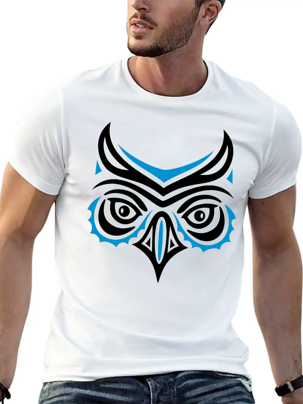 Big Owl Head In Haida Tattoo Style. Owl Face. Breathable Graphic T-Shirt – Perfect For Casual Days