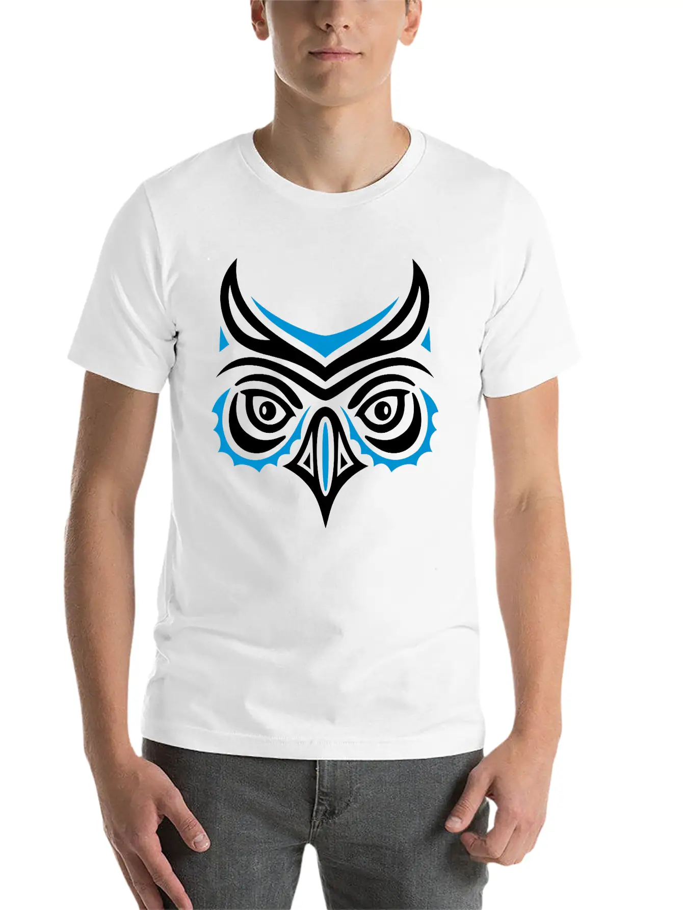 Big Owl Head In Haida Tattoo Style. Owl Face. Breathable Graphic T-Shirt – Perfect For Casual Days