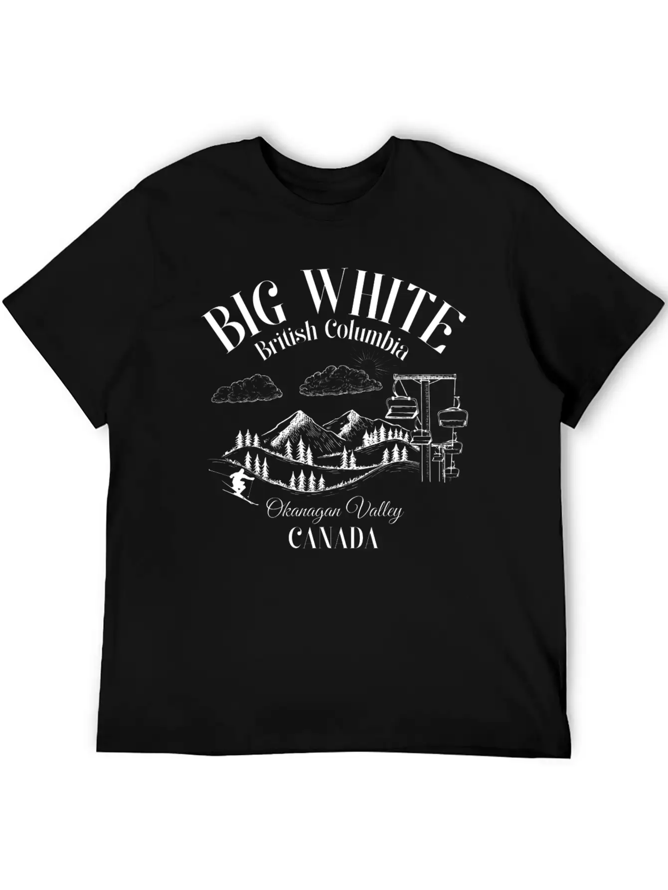 Big White British Columbia Okangan Valley Essential Cotton Tee For Daily Outfits – Unisex Style