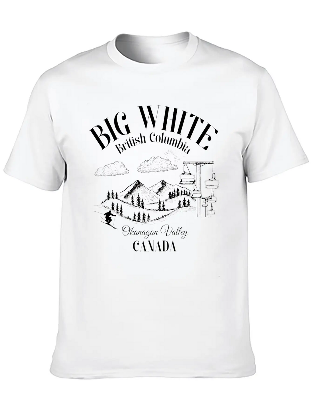 Big White British Columbia Okangan Valley Essential Cotton Tee For Daily Outfits – Unisex Style