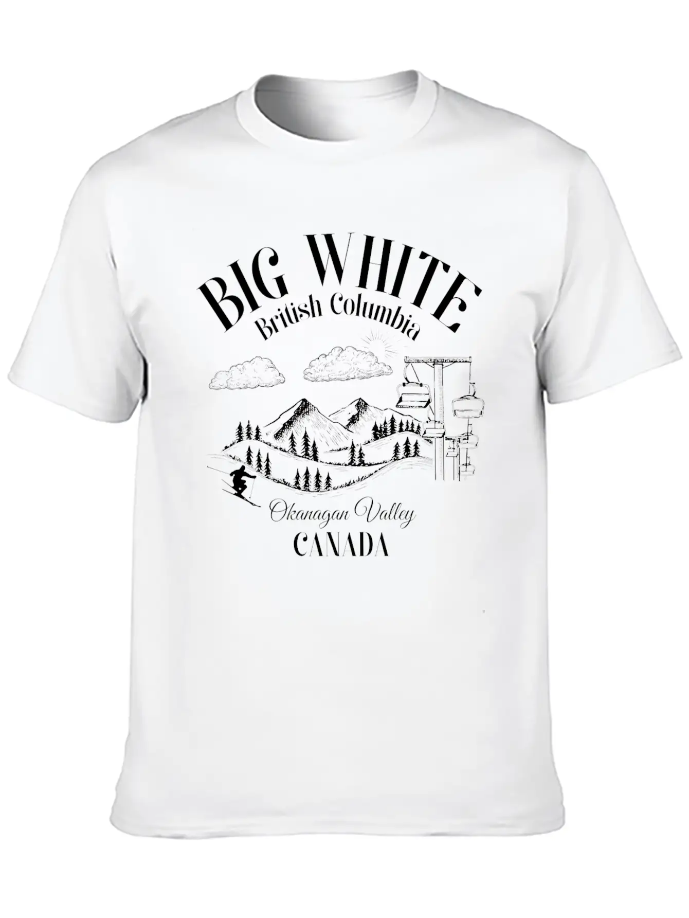 Big White British Columbia Okangan Valley Essential Cotton Tee For Daily Outfits – Unisex Style
