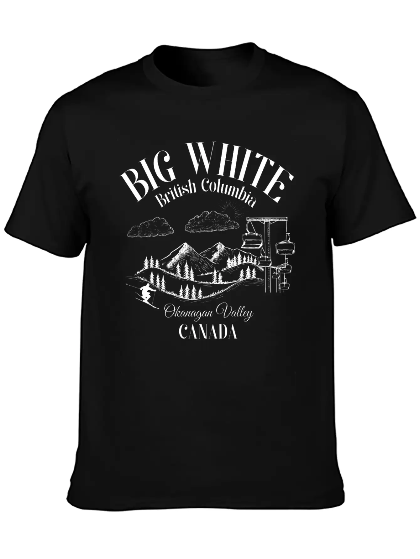Big White British Columbia Okangan Valley Essential Cotton Tee For Daily Outfits – Unisex Style