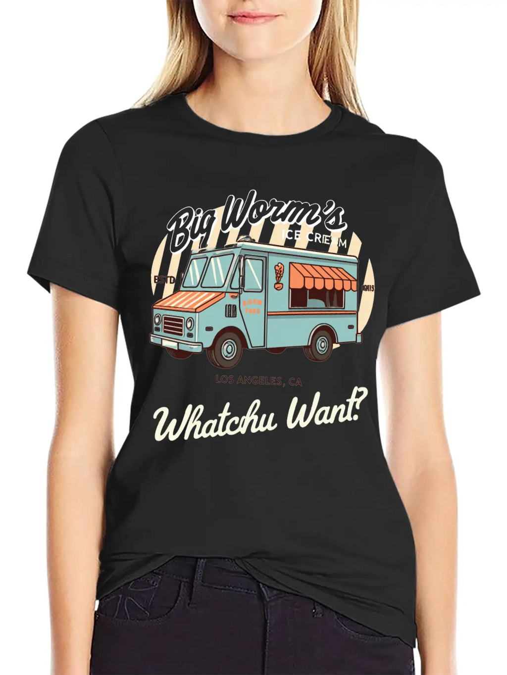 Big Worm's Ice Cream "Whatchu Want?"Los Angeles Classic Cotton Tee – Unisex Comfort For Any Season