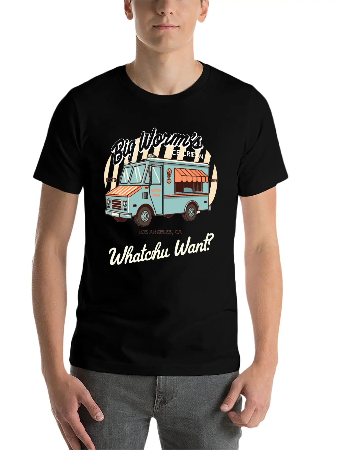Big Worm's Ice Cream "Whatchu Want?"Los Angeles Classic Cotton Tee – Unisex Comfort For Any Season