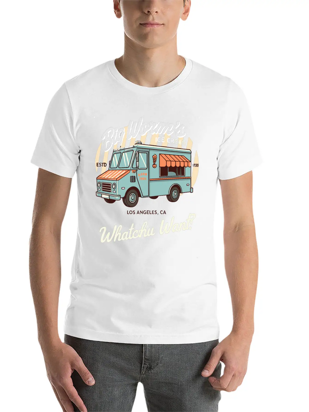 Big Worm's Ice Cream "Whatchu Want?"Los Angeles Classic Cotton Tee – Unisex Comfort For Any Season