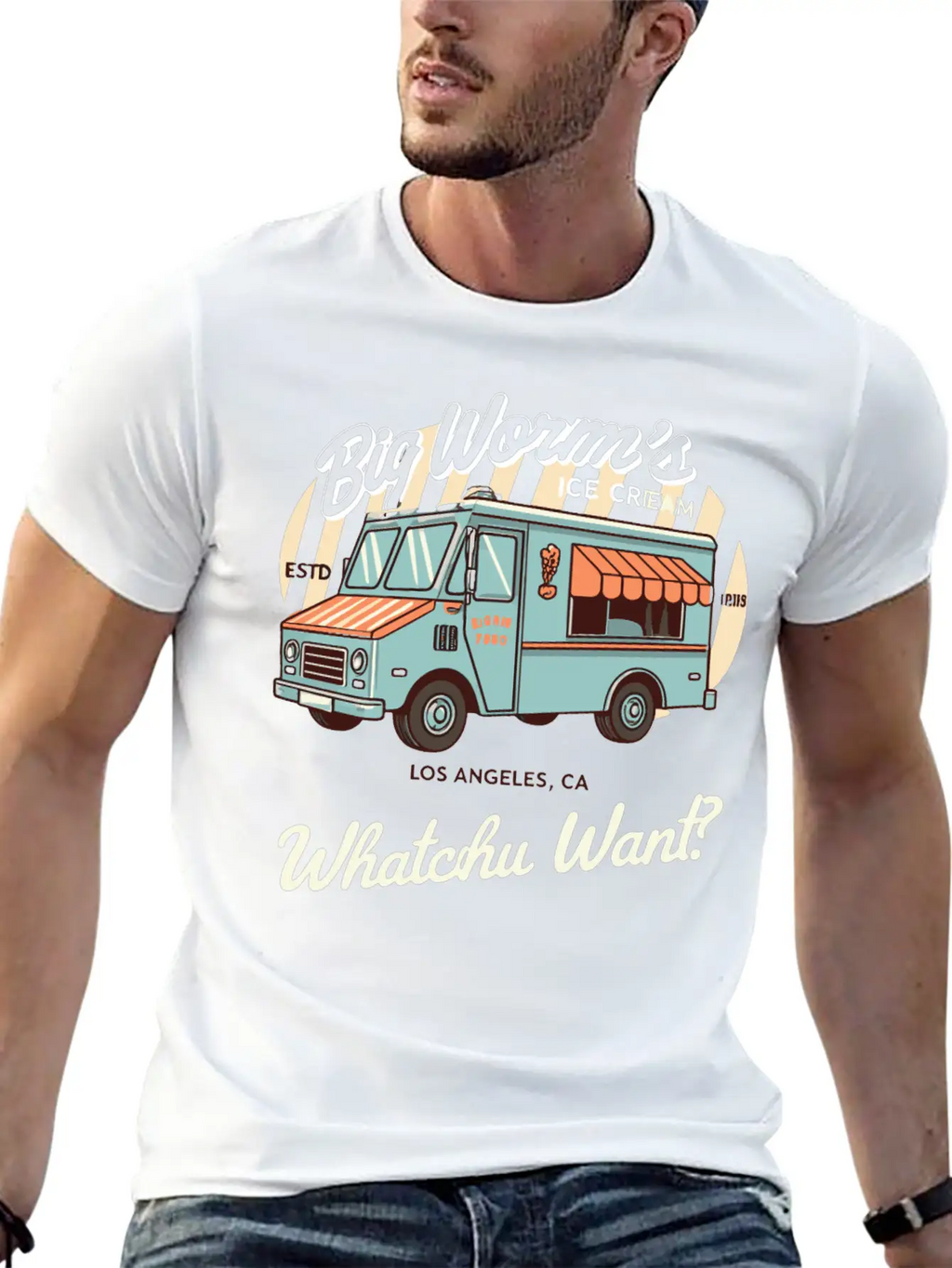 Big Worm's Ice Cream "Whatchu Want?"Los Angeles Classic Cotton Tee – Unisex Comfort For Any Season
