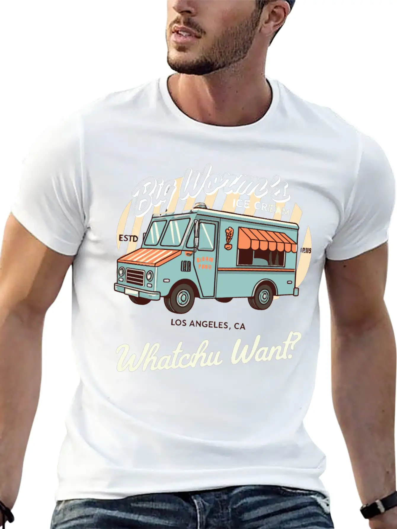 Big Worm's Ice Cream "Whatchu Want?"Los Angeles Classic Cotton Tee – Unisex Comfort For Any Season