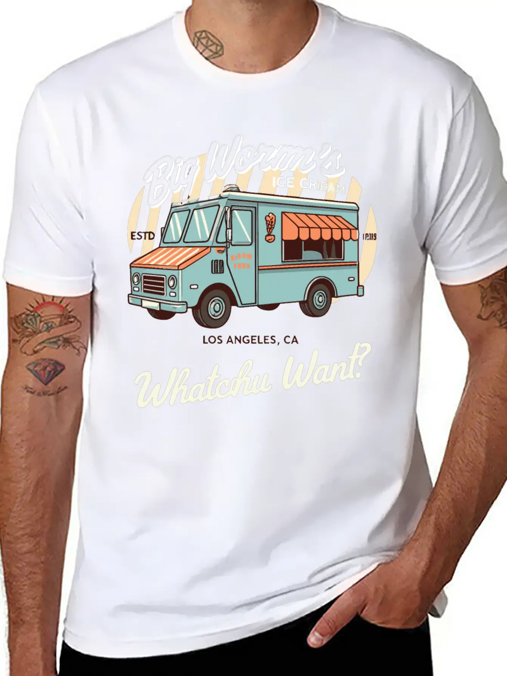 Big Worm's Ice Cream "Whatchu Want?"Los Angeles Classic Cotton Tee – Unisex Comfort For Any Season